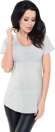 Purpless Maternity 2in1 Pregnancy Nursing Top Tunic Shirt Blouse Pregnancy Breastfeeding Women 7042 (14, Light Gray Melange)