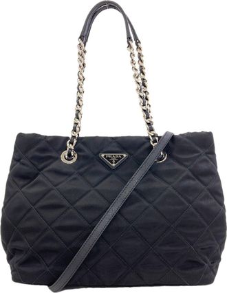 Prada Black Quilting Nylon Tote Bag (Pre-Owned)