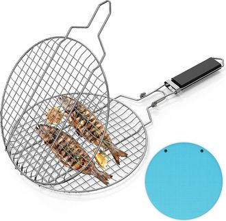 OEM Cesta De Parrilla Port&aacute;til De Acero Inoxidable Con Asa Extra&iacute;ble Y De Cierre Seguro, Accesorio Para Barbacoa Ideal Para Preparar Verduras, Pescado Y G
