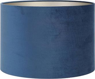 Light & Living Pantalla De L&aacute;mpara - Velours - Azul - Textil - - Light&living