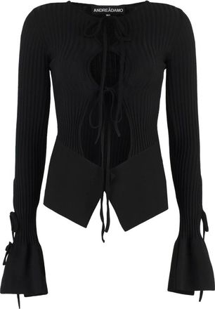 ADĀMO Andrea Adamo Truien & Vesten, Dames, Zwart, L, Polyester, Top met uitsnijdingen