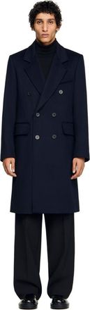 Sandro Double-breasted wool coat in Navy Blue at Nordstrom, Size Xx-Large