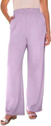 Roaman's Plus Size Pull On Wide Leg Soft Knit Pant in Pale Lavender at Nordstrom, Size Medium