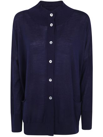 LABORATORIO Cardigan High Neck Oversize High Neck Cardigan With Pocke