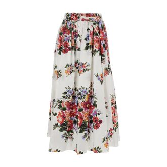 Dolce & Gabbana Midi Skirts, female, White, Size: 2XS Pleated Long Skirt