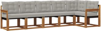 vidaXL Conjunto De Sof&aacute;s De Exterior 6 Uds. Gris Natural Y Claro Vidaxl