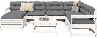 vidaXL Vidaxl - Juego De Sof&aacute;s De Jard&iacute;n 8 Pzas Madera Maciza De Pino Blanco
