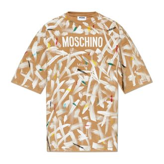 Moschino T-Shirts, male, Multicolor, Size: M T-Shirt with Lettering Print