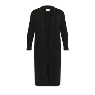 Kaffe Curve Rinye Lange Cardigan - Dames - Truien - Zwart - Maat: L Wol