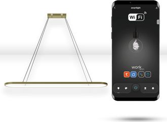 OEM L&aacute;mpara Redonda Wifi Tuya De 90x20 Cm, Led, Color Dorado, Colgante, El&iacute;ptica
