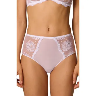 Simone P&eacute;r&egrave;le Intrigue Floral Embroidered Briefs in White at Nordstrom, Size X-Large