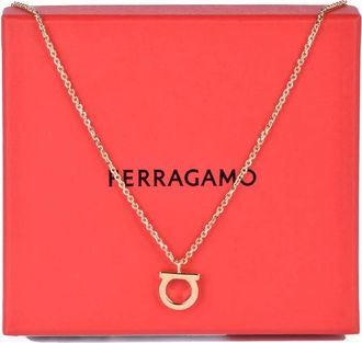 Ferragamo Delicate Gold-Plated Necklace With Polished Rounded Pendant