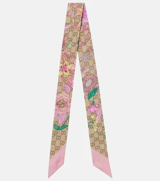 Gucci GG floral silk twill scarf