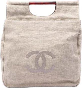 Chanel Pre-owned Canvas Tote Bag - Dames - Vintage Shopper - Beige - ONE Size - Vintage