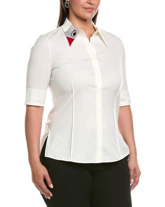 Akris Embroidered Collar Blouse