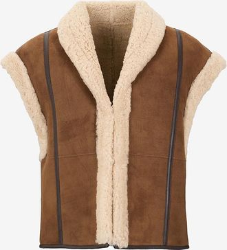 DIEGA Kurze Wildleder-Weste mit Revers Gialo