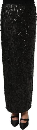 Dolce & Gabbana High Waist Pencil Cut Midi Skirt - Dames - Maxi Rokken - Zwart - 2XL - Nylon - Rokken