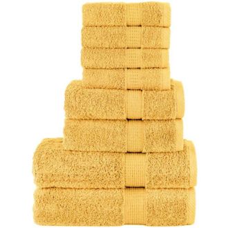 vidaXL Juego De Toallas Premium Solund 8 Unidades Dorado 600 Gsm Vidaxl