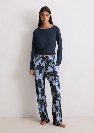 Marc O'Polo Loungehose MARC OPOLO Mix -n-Match, Damen, Gr. S, N-Gr, sanftes blau, dunkelblauer print, Jersey, Obermaterial: 92% Modal, 8% Elasthan, l&auml;ssig geschni