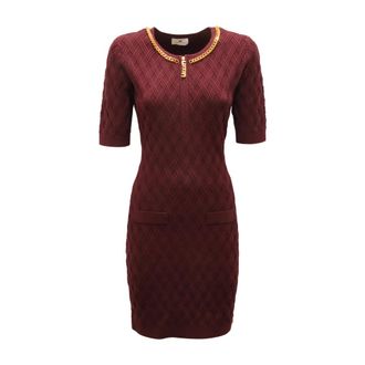 Elisabetta Franchi Gebreide Jurk - Dames - Kleedjes - Bruin - L - Kleedjes