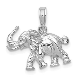 Diamond2Deal 14k White Gold Polished 3-D Elephant Pendant