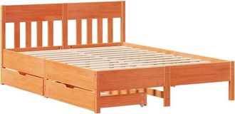 vidaXL Bed Frame without Mattress Wax Brown 140x200 cm Solid Wood Pine vidaXL