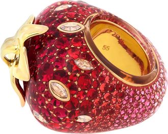 Swarovski Idyllia Strawberry Motif Ring, Size 55