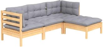 vidaXL Juego De Muebles De Jard&iacute;n 4 Pzas Y Cojines Madera De Pino Vidaxl