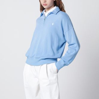 Polo Ralph Lauren Light Blue Half-Zip Cotton Sweatshirt