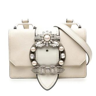 Miu Miu Pre-owned Cross Body Bags, female, White, Size: ONE SIZE Pre-owned Leather Crossbody Bag
