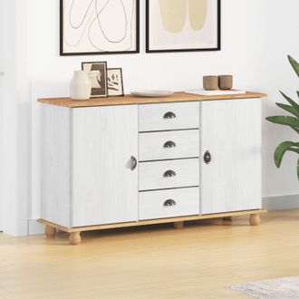 Berkfield Home Sideboard ASKIMWhite 133.5x40x79 cm Solid Wood Pine in White