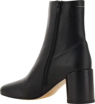 Maison Margiela Womens Ankle Boots Square-Toe Black Leather Upper: Lamb