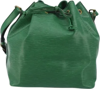 Louis Vuitton Petit Noe Monogram Canvas Green Leather Handbag (Pre-Owned)