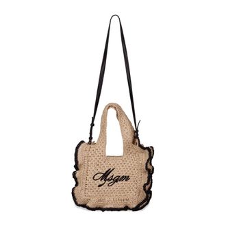 Msgm Cross Body Bags, male, Beige, Size: ONE SIZE Ruffled Bag