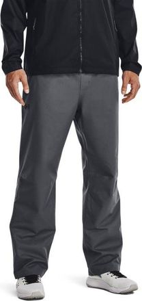 Under Armour Mens UA Stormproof Lined Rain Pants - Waterproof and Breathable, Pitch Gray / Black, Large