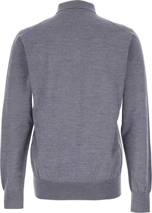 Dolce & Gabbana Mens Grey Polo Shirt With Classic Collar Virgin Wool Top