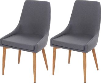 Hhg Hhg - Nunca Usado] Juego De 2 Sillas De Comedor 195 Ii, Silla Silla De Cocina Dise&ntilde;o Retro, Tela/textil Gris Oscuro