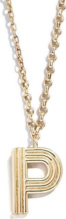 BaubleBar Oversize Etched Letter Initial Pendant Necklace in Gold P at Nordstrom