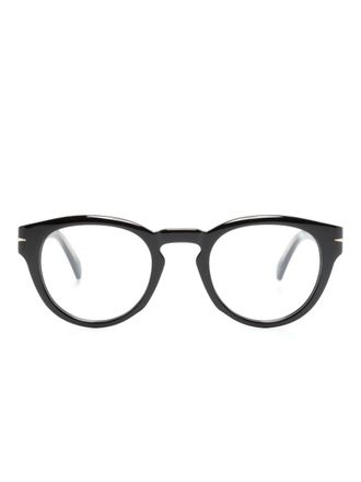 Eyewear by David Beckham Occhiali tondi con placca logo - Nero