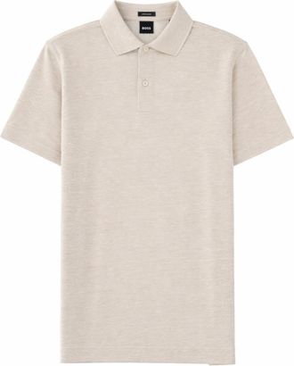 HUGO BOSS Beige Solid Shirt Collar Polo
