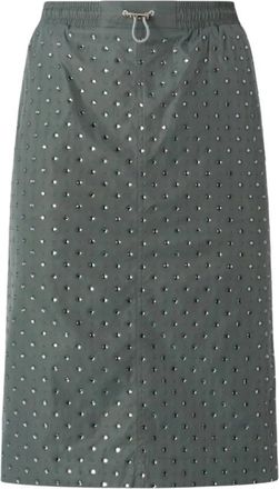 Pinko Midi Rok met Sierjuwelen - Dames - Midirokken - Groen - S - Polyester - Rokken