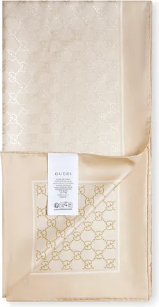 Gucci Silk Lam&eacute; GG Scarf - Beige