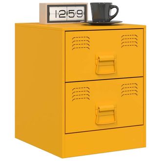 Berkfield Home Durable Bedside Cabinets 2 pcs Yellow 34.5x39x44 cm Steel