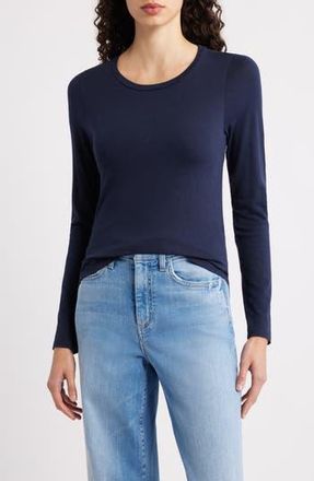 Eileen Fisher Stretch Organic Cotton Blend T-Shirt in Ink at Nordstrom Rack, Size Large