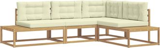 vidaXL Conjunto De Sof&aacute;s De Exterior 4 Uds. 4 Plaza Poli&eacute;ster Blanco Vidaxl