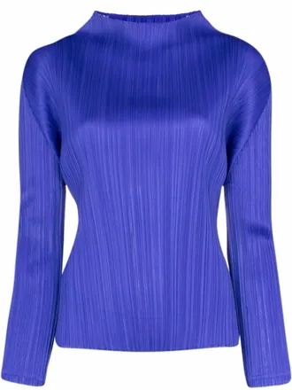 Pleats Please Issey Miyake Top met pliss&eacute;-effect - Blauw