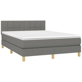 vidaXL Cama Box Spring Con Colch&oacute;n Tela Gris Oscuro 140x190 Cm Vidaxl
