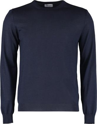 THE (ALPHABET) Cashmere trui met ronde hals - Heren - Cashmere truien - Blauw - XL - Truien & Vesten