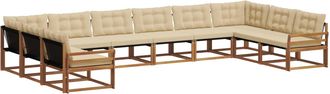 vidaXL Conjunto De Sof&aacute;s De Exterior 10 Uds. Natural Y Beige Vidaxl
