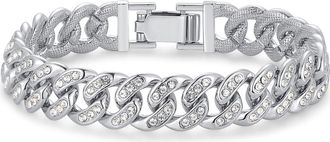 Brook & York Mens Cubic Zirconia Chain Link Bracelet in Silver at Nordstrom